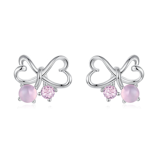 925 Sterling Silver Earrings with Pavé Setting CZ and Transparent Glass for Women
