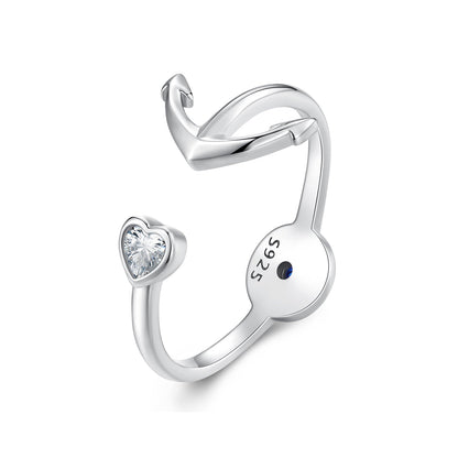 925 Sterling Silver Plated Platinum Ring with Pavé Setting for Men