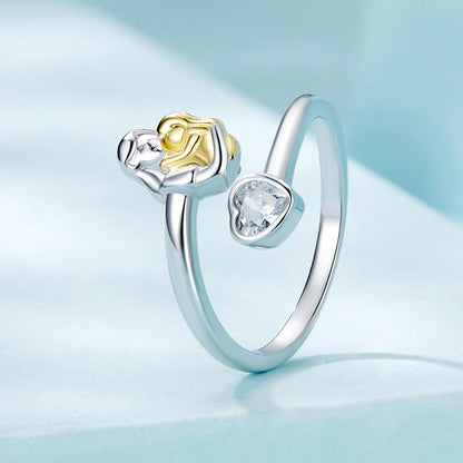 925 Sterling Silver White Gold Plated Ring with CZ - 3mm