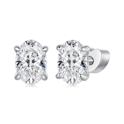 925 Sterling Silver Earrings with Pavé Setting CZ, 0.7*0.5cm, for Women