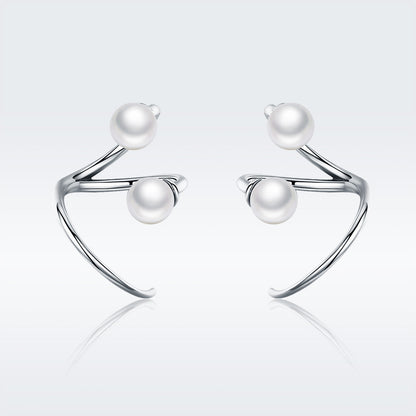925 Sterling Silver Oxidized Earrings with Shell Pearl for Women