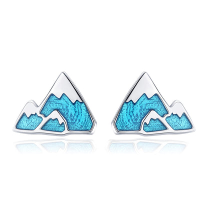 S925 Sterling Silver Earrings 0.7*0.9cm with Plated Platinum and Enamel