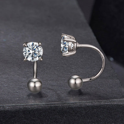 925 Sterling Silver Moissanite 0.1ct Earrings 1.3cm for Women