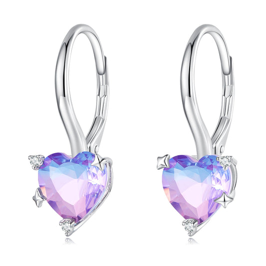925 Sterling Silver Earrings with Pavé CZ and Plated Platinum Finish
