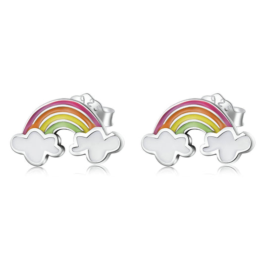 925 Sterling Silver Earrings with Enamel Process in Oxidized Silver for Women
