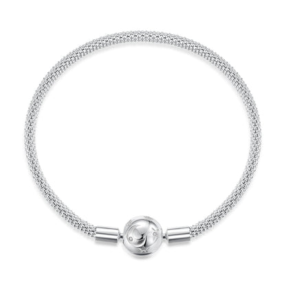 925 Sterling Silver CZ Pavé Setting Bracelet, Size 17.0 for Women