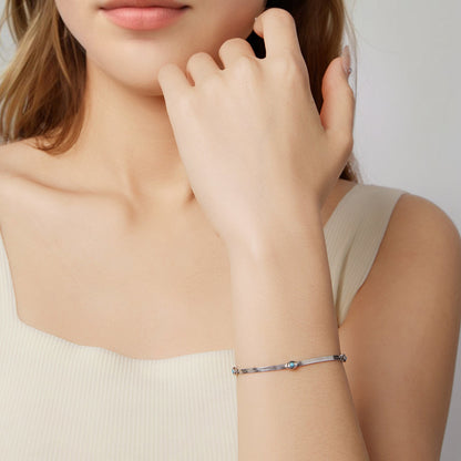 925 Sterling Silver White Gold Plated Multi-Layer Bracelet with Synthetic Turquoise