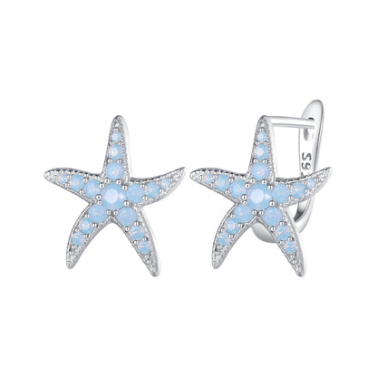 925 Sterling Silver Opal Earrings 15x13mm for Women