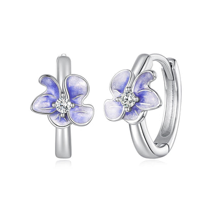 925 Sterling Silver White Gold Plated Enamel CZ Hoop Earrings for Women