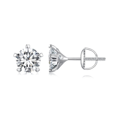 925 Sterling Silver Moissanite 0.50 Carat Earrings 6.0mm for Women
