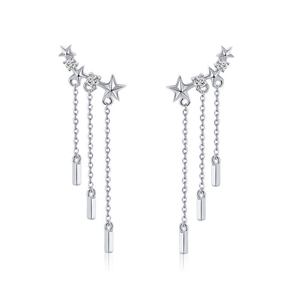 925 Sterling Silver Plated Platinum Pavé Setting CZ Earrings 3.4*0.7cm for Women