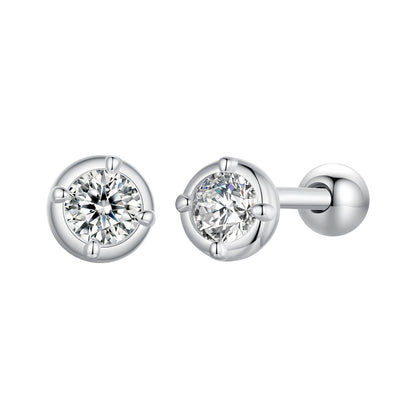 925 Sterling Silver 4mm Moissanite Earrings with Platinum Plating for Women