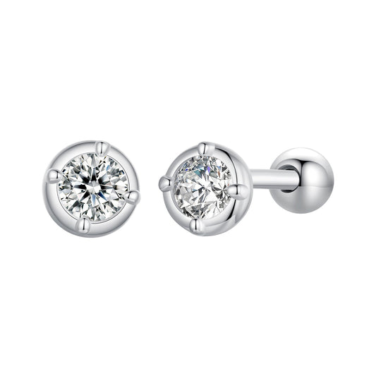 925 Sterling Silver 4mm Moissanite Earrings with Platinum Plating for Women