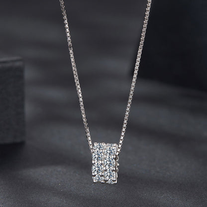 925 Sterling Silver & Moissanite Necklace, 40+5cm Length, White Gold Plated, Women's Jewelry