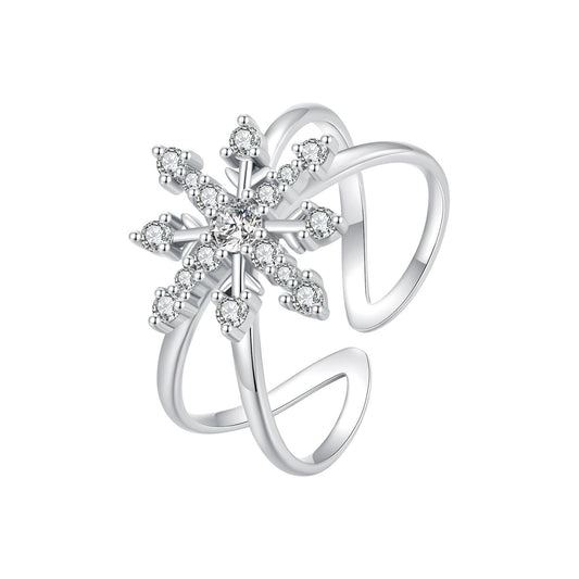 925 Sterling Silver Platinum Plated Pavé Set CZ Ring for Women