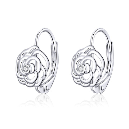 925 Sterling Silver Earrings with Pavé Setting CZ - 1.4x0.9 cm for Women