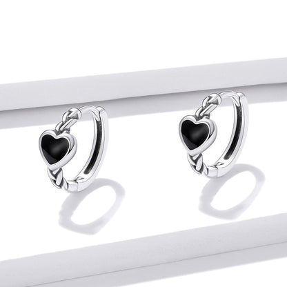 925 Sterling Silver Oxidized Enamel Earrings for Women - 1.2*0.5 cm