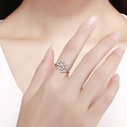 925 Sterling Silver Ring with Plated Platinum and Pavé Setting CZ