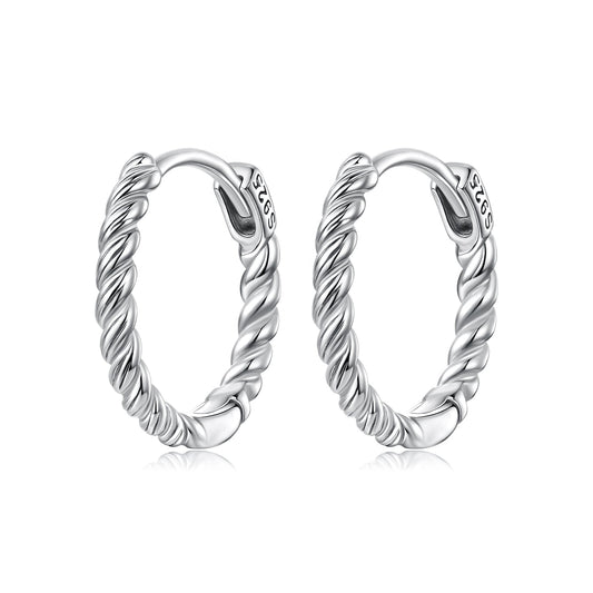 925 Sterling Silver Plated White Gold Earrings Size 1.4x0.2cm for Women