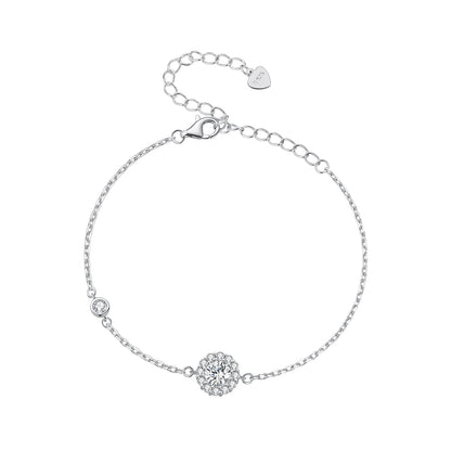925 Sterling Silver Moissanite 0.5ct Bracelet with Pavé Setting for Women