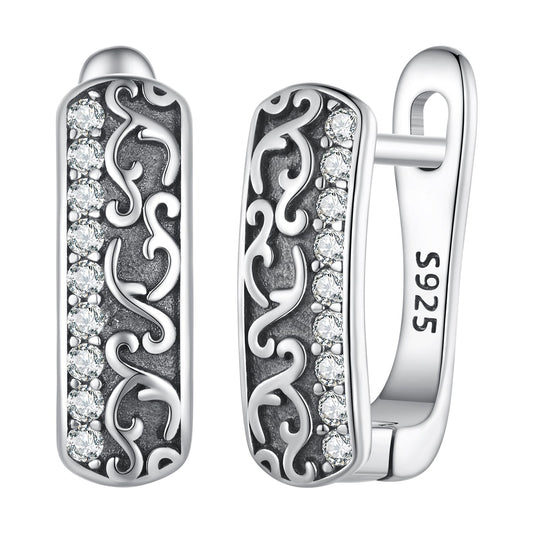 925 Sterling Silver Earrings with Pavé Setting CZ - 1.3m x 0.5m for Women