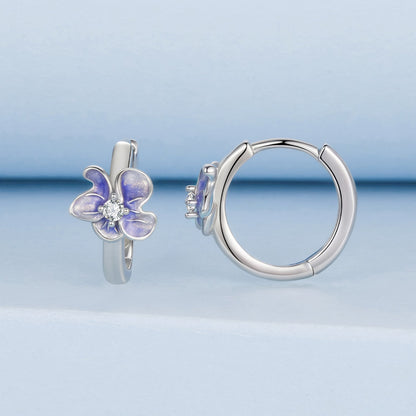 925 Sterling Silver White Gold Plated Enamel CZ Hoop Earrings for Women