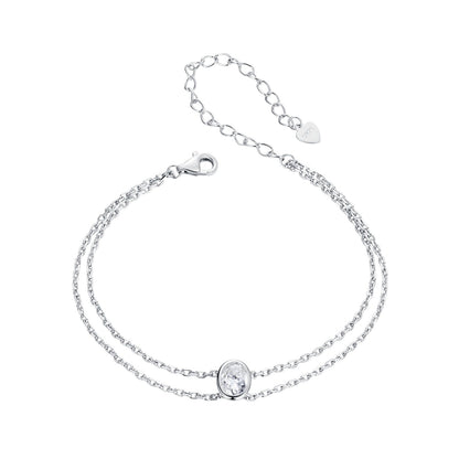 925 Sterling Silver Moissanite 1 Carat Bracelet for Women - White Gold Plated, 150+60mm