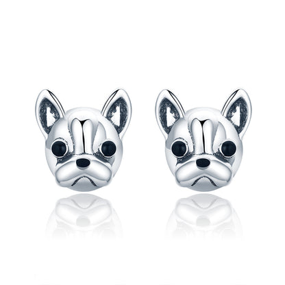 925 Sterling Silver Oxidized Enamel Earrings for Women 1*1cm