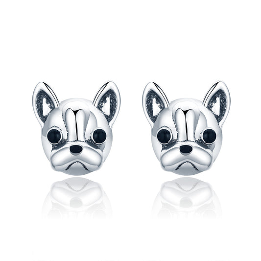 925 Sterling Silver Oxidized Enamel Earrings for Women 1*1cm