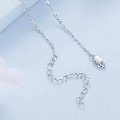 925 Sterling Silver Plated Platinum Pendant Necklace with Enamel and CZ for Women