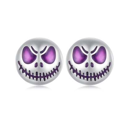 925 Sterling Silver Enamel Oxidized Earrings - 8mm for Women