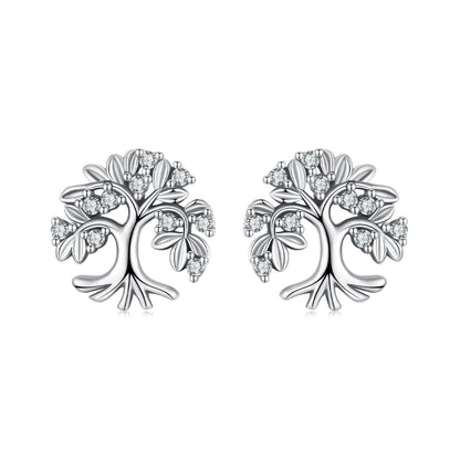925 Sterling Silver Earrings with Pave Setting CZ - Oxidized Finish - 0.9cm