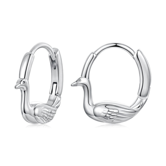 925 Sterling Silver Plated White Gold Hoop Earrings for Women