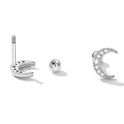 925 Sterling Silver Earrings with Pavé Setting CZ, 0.8*0.6cm for Women