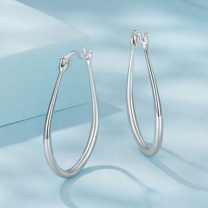 925 Sterling Silver Earrings for Women - 2.9x0.2cm, Plated White Gold, Style L