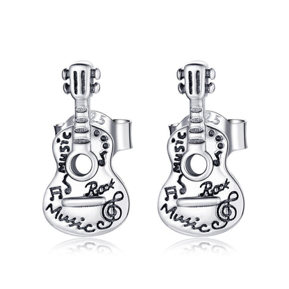 925 Sterling Silver & Oxidized Silver Earrings for Women - 1.3*0.6cm
