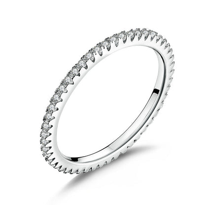 925 Sterling Silver Platinum Plated CZ Pavé Setting Ring Size 5.0 for Women