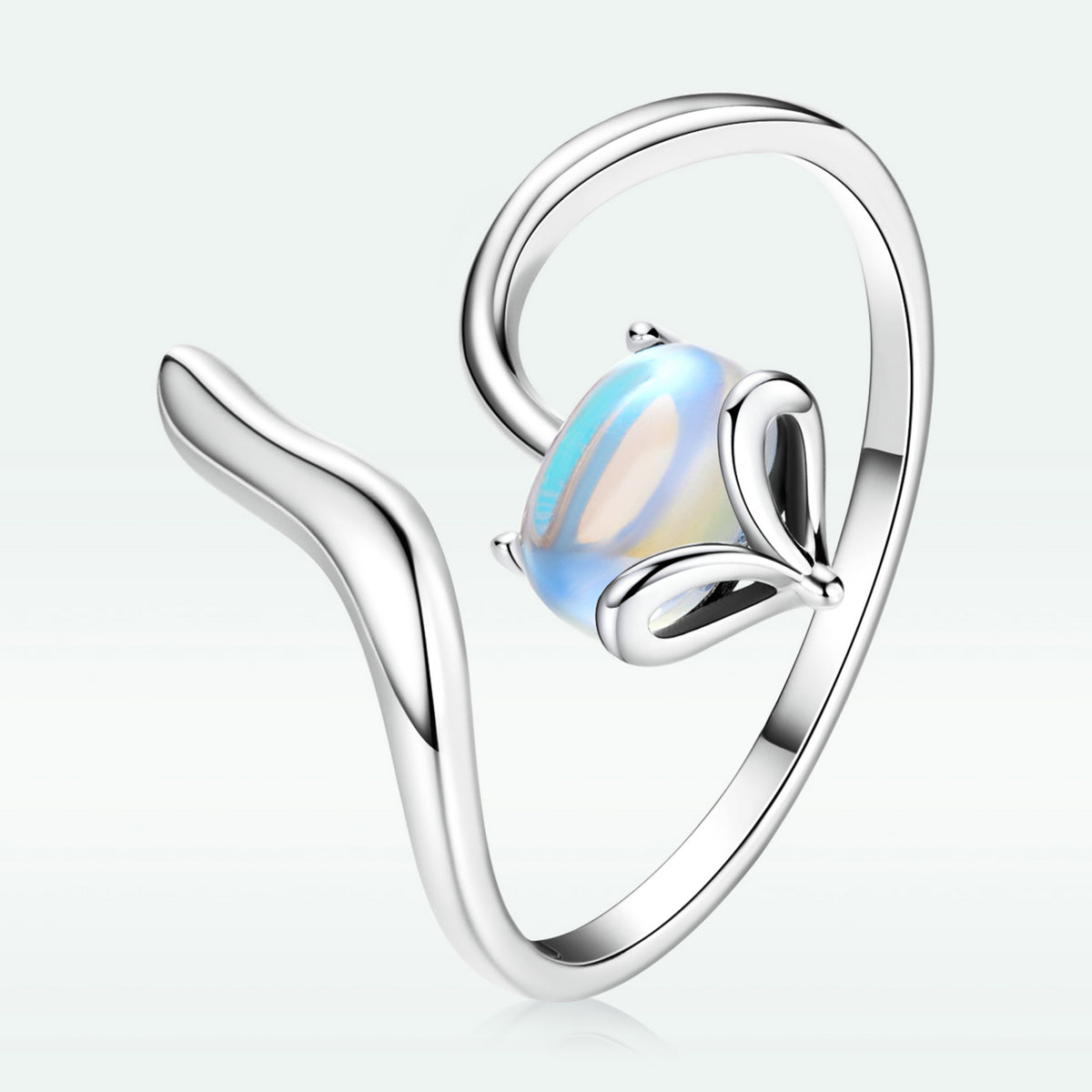 925 Sterling Silver 0.8 Carat Genuine Moonstone Ring for Women