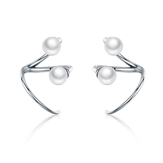 925 Sterling Silver Oxidized Earrings with Shell Pearl for Women