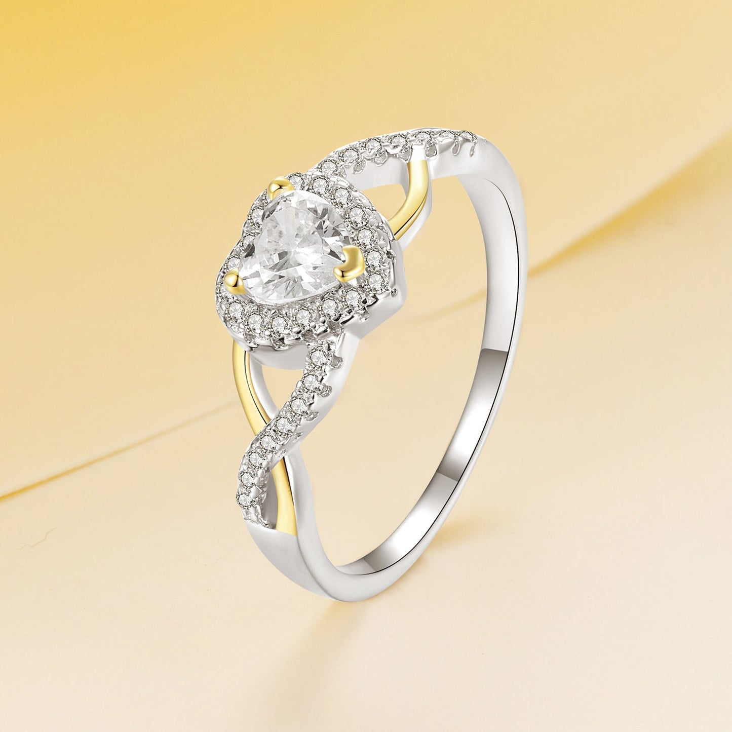 925 Sterling Silver & Plated White Gold 1.7mm CZ Ring Size 7.0 for Women
