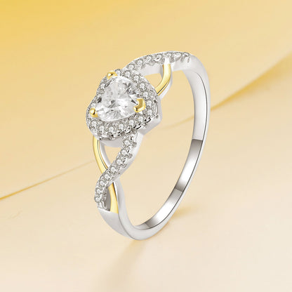 925 Sterling Silver & Plated White Gold 1.7mm CZ Ring Size 7.0 for Women