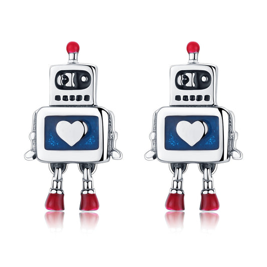 925 Sterling Silver 1.3cm Oxidized Enamel Earrings for Women