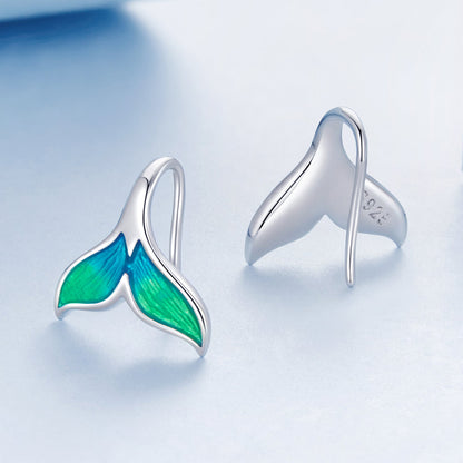 925 Sterling Silver White Gold Plated Enamel Earrings for Women
