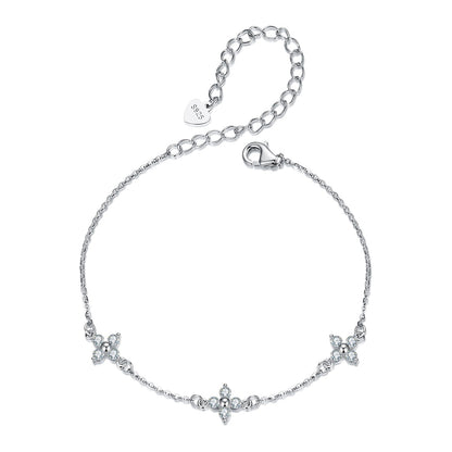 925 Sterling Silver & Plated White Gold Moissanite Bracelet 15+6cm for Women