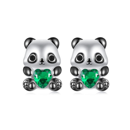 925 Sterling Silver Earrings with Pavé Setting CZ in White and Black Gold