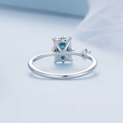 925 Sterling Silver 1.40mm Width CZ & Glass Ring Size 6 for Women