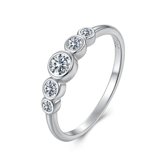 Bague en Argent Sterling 925 Moissanite Taille 6, 0,20ct, Plaqué Or Blanc pour Femme