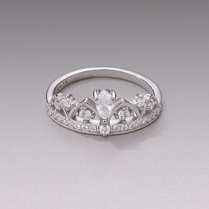 925 Sterling Silver Pavé Setting CZ White Gold Plated Ring Size 6 for Women