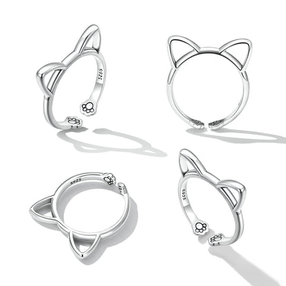 925 Sterling Silver Oxidized Paw Design Ring