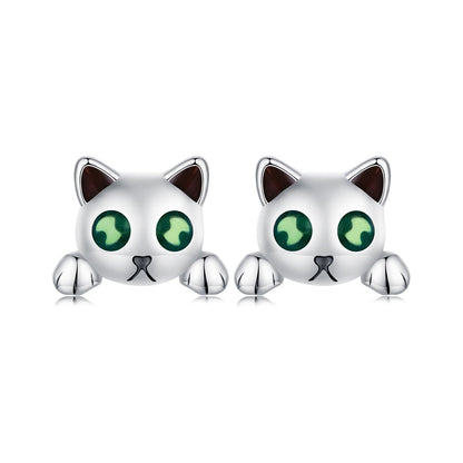 925 Sterling Silver Earrings with Enamel in Oxidized Finish
